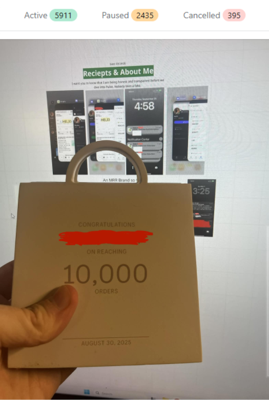 10,000 orders — receipts and proof