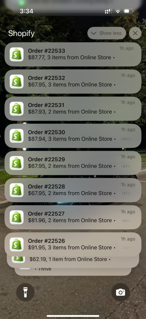 Shopify order notifications
